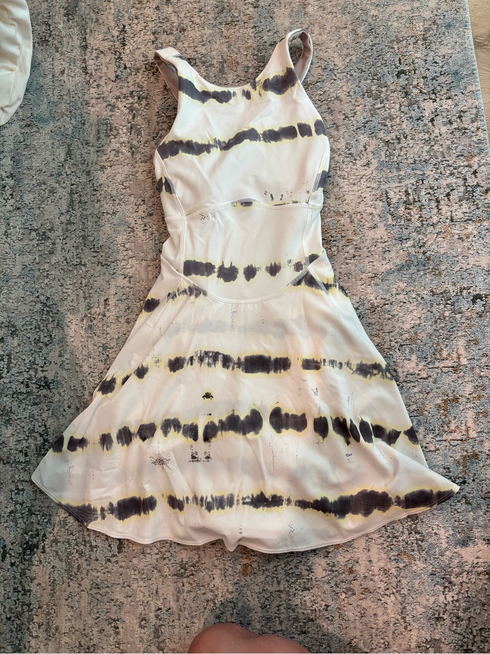 lululemon athletica White Dress with Black and Yellow Tie-Dye